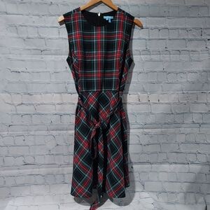 Draper James Tartan Georgia Plaid Fit & Flare Dress 12 Preppy Old Money Modest